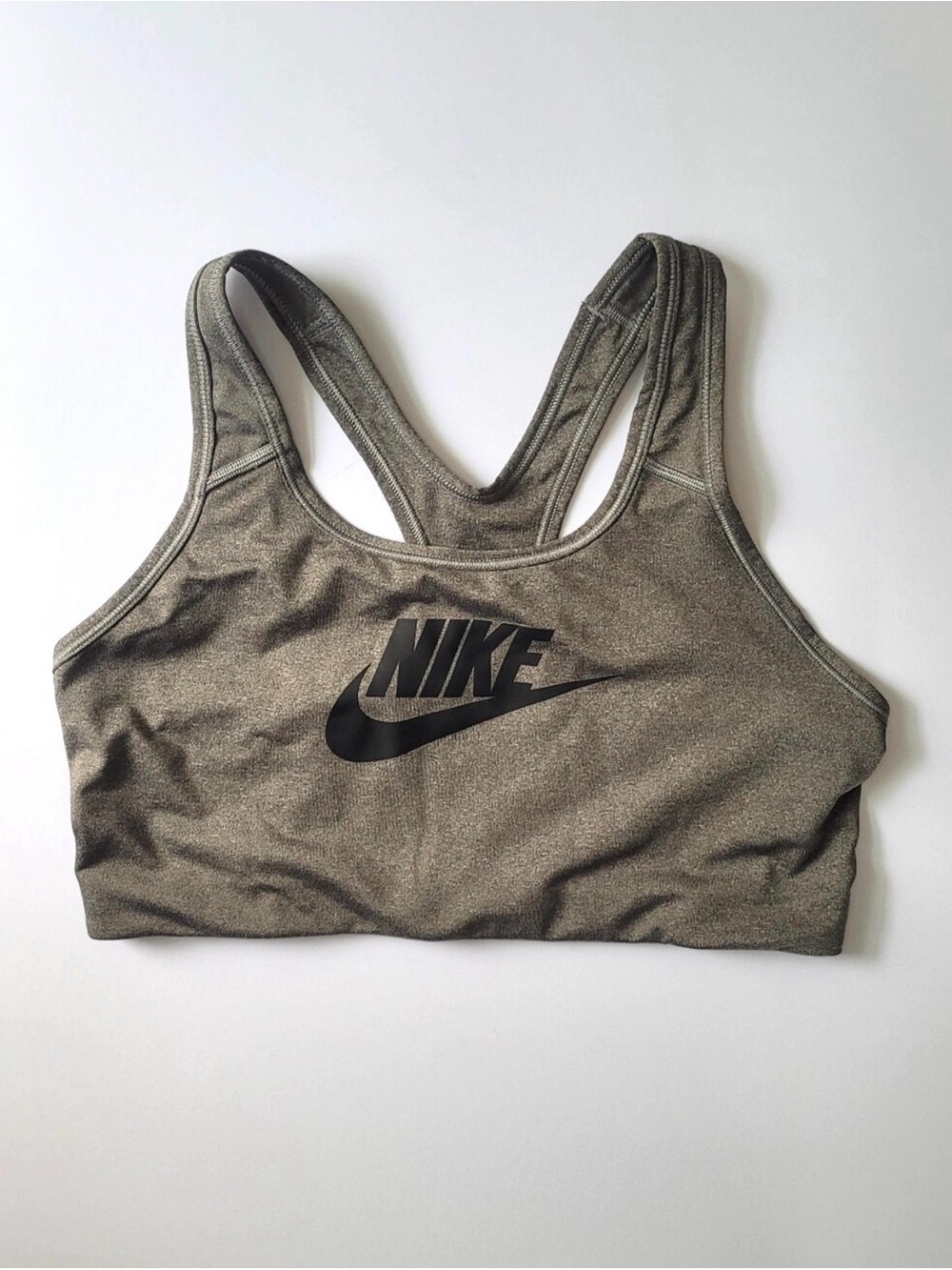 Nike Classic Swoosh Futura Sports Bra XL Carbon Heather Gray EUC
